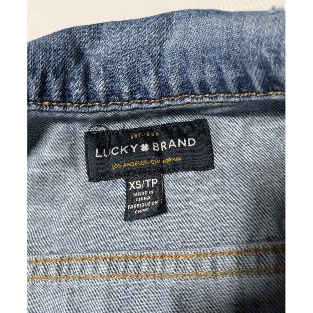 LUCKY BRAND The Tomboy Trucker Women‎ XS Distressed Denim Jean Jacket
